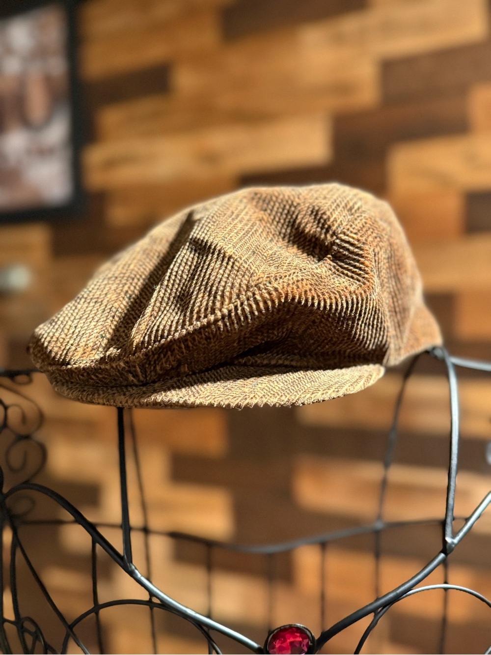 Vintage Harvard by N. Rice Brown Corduroy Newsboy Cap Flat Hat Made in USA